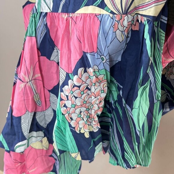 Women’s Talbots Colorful Floral Voile Hibiscus Maxi Dress‎ with Belt Size 8 - Picture 3 of 5